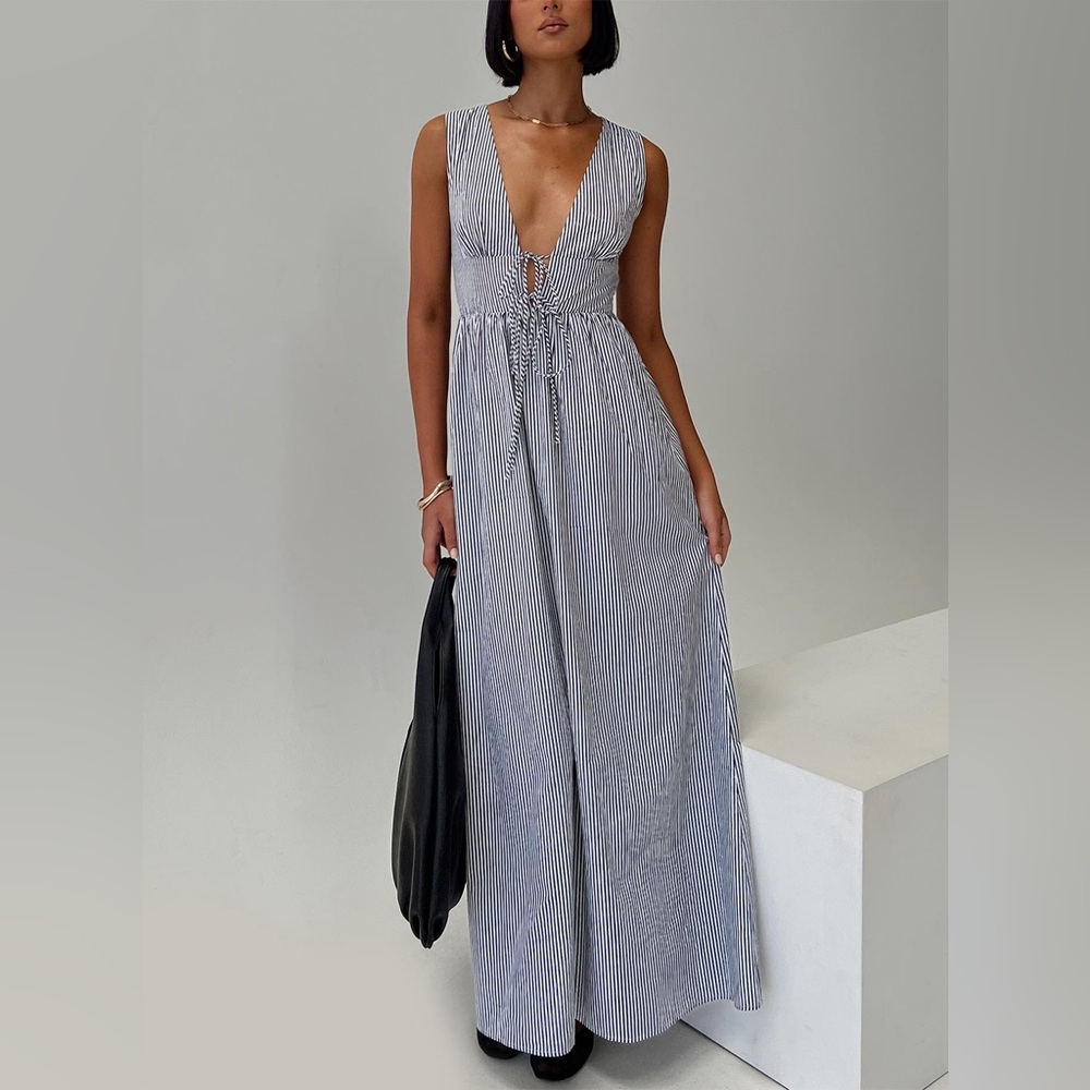 Pokey Maxi Dress Black/White Stripe - Only Worn Once